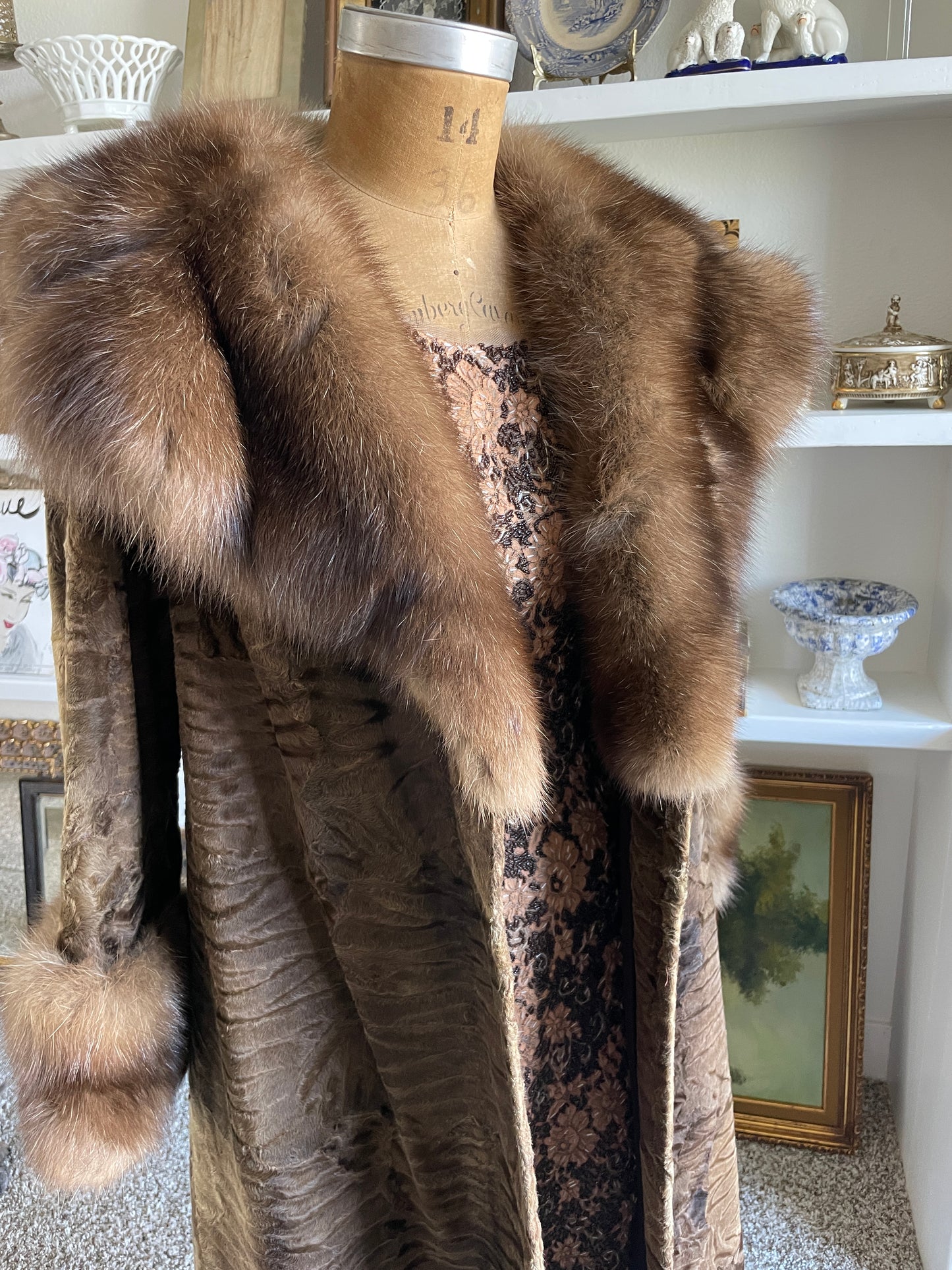 Stunning Vintage Edward-Lowell Swakara and Sable Coat