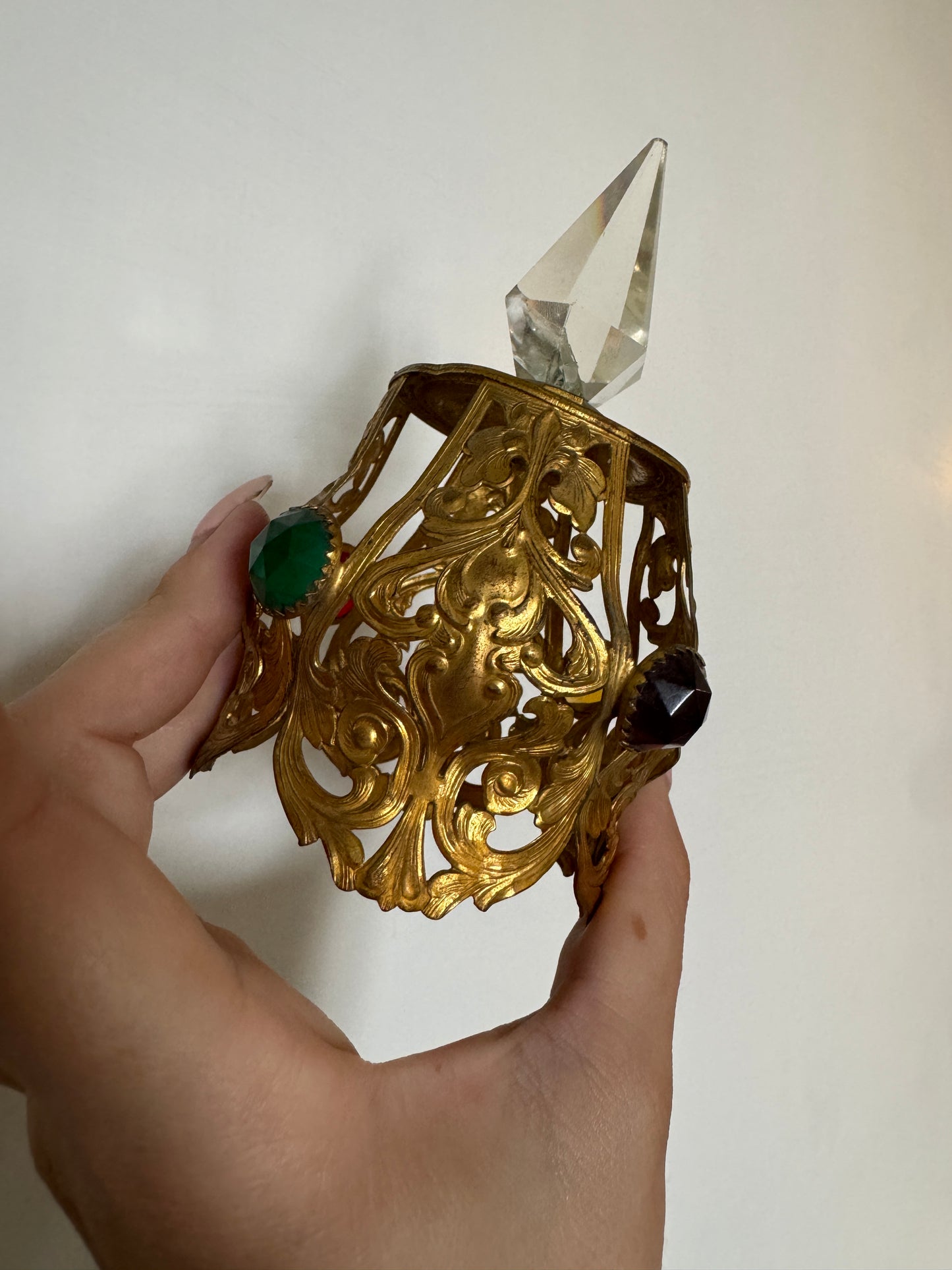 Antique Jeweled Ormolu Finial