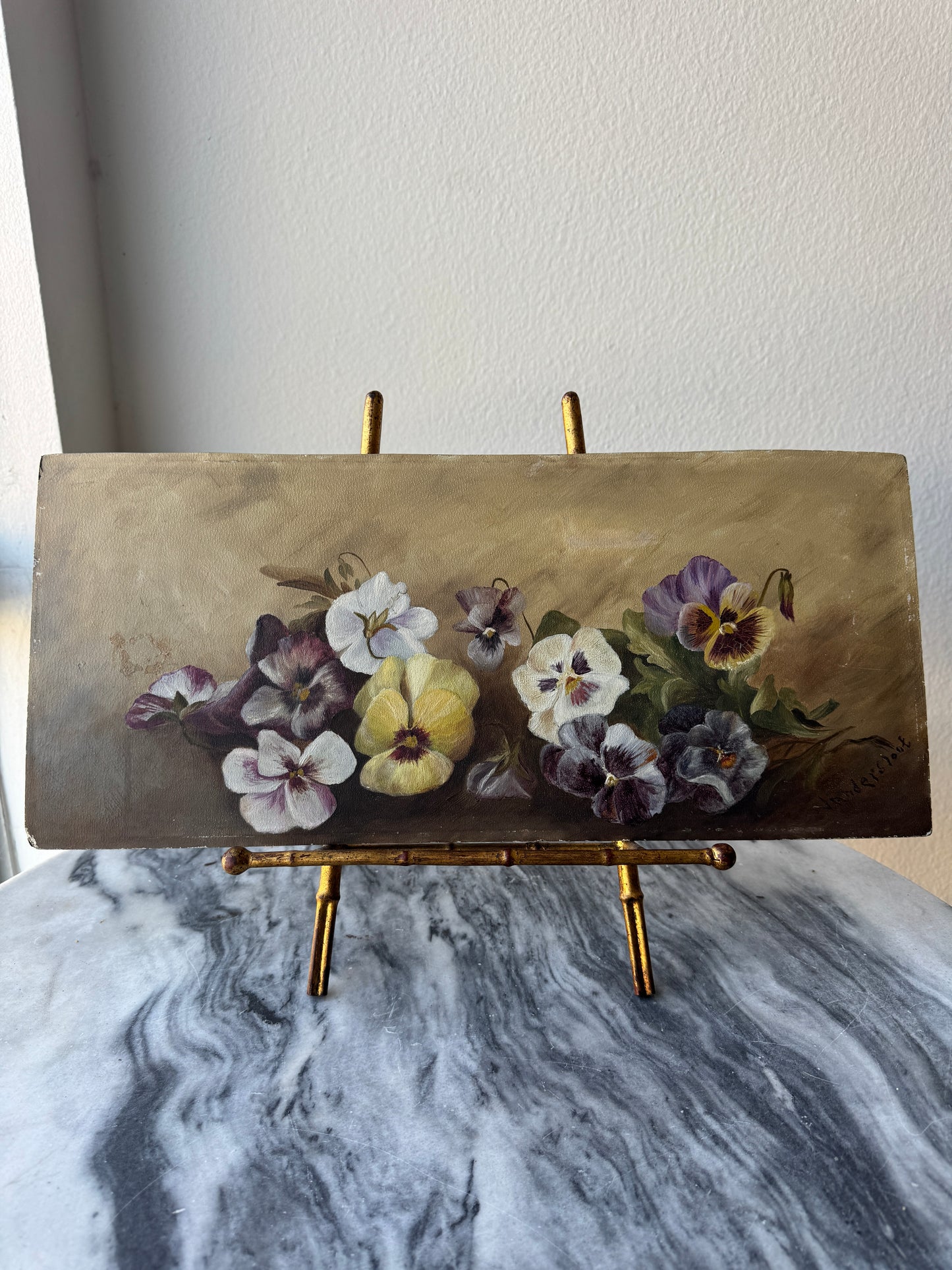 Beautiful Vintage Pansy Painting