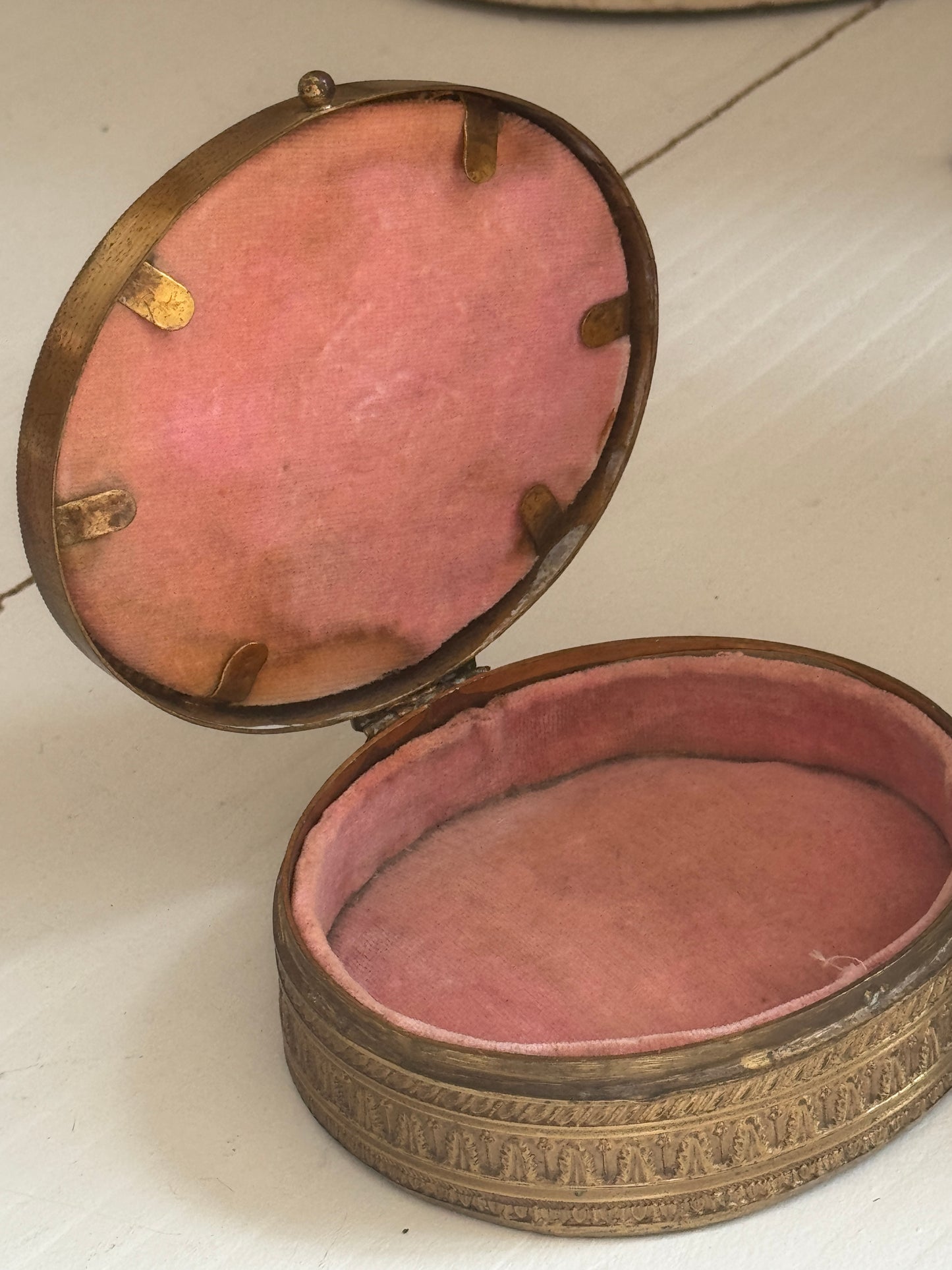 Antique French Beveled Mirror Ormulu Keepsake Box