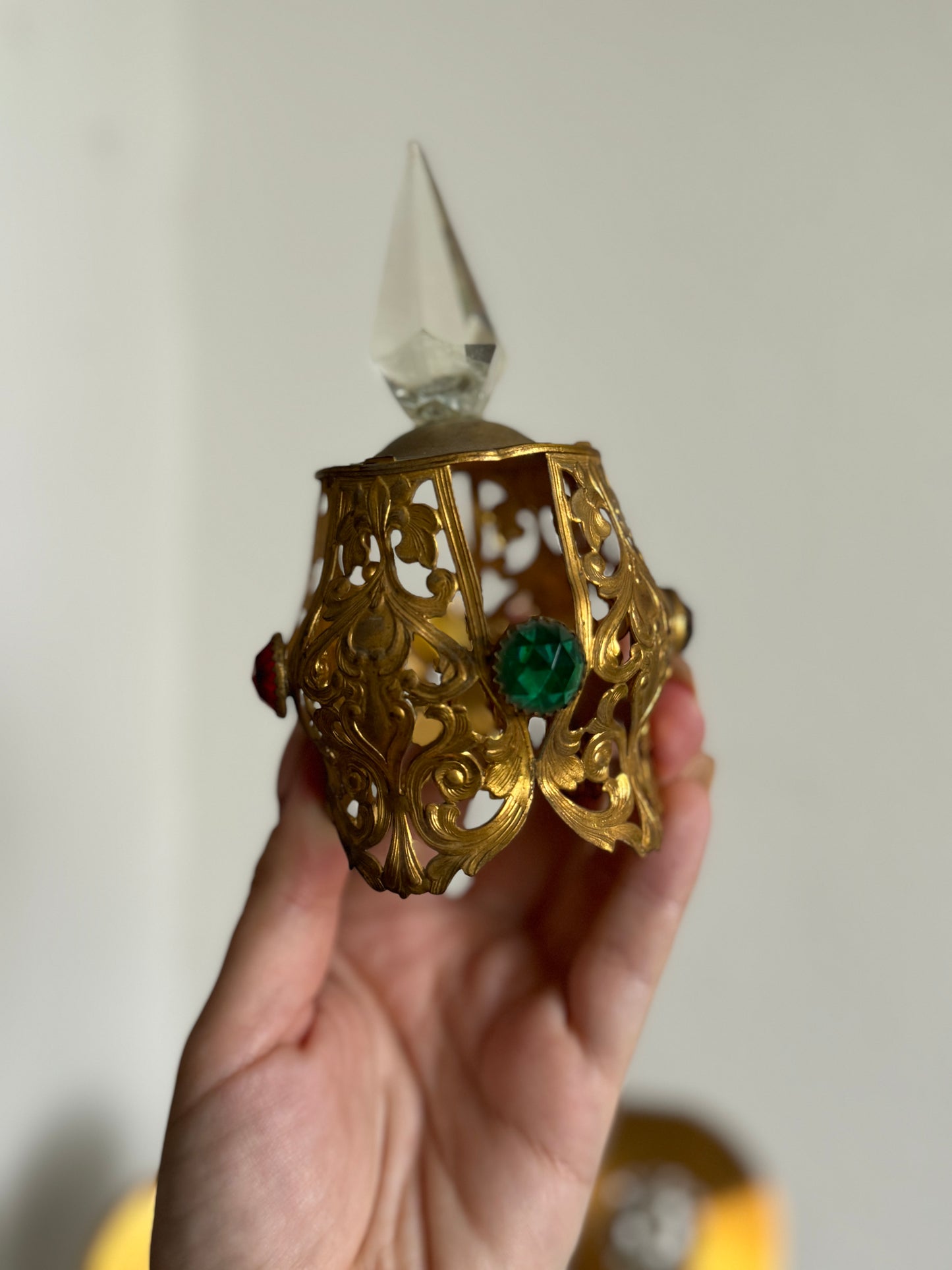 Antique Jeweled Ormolu Finial
