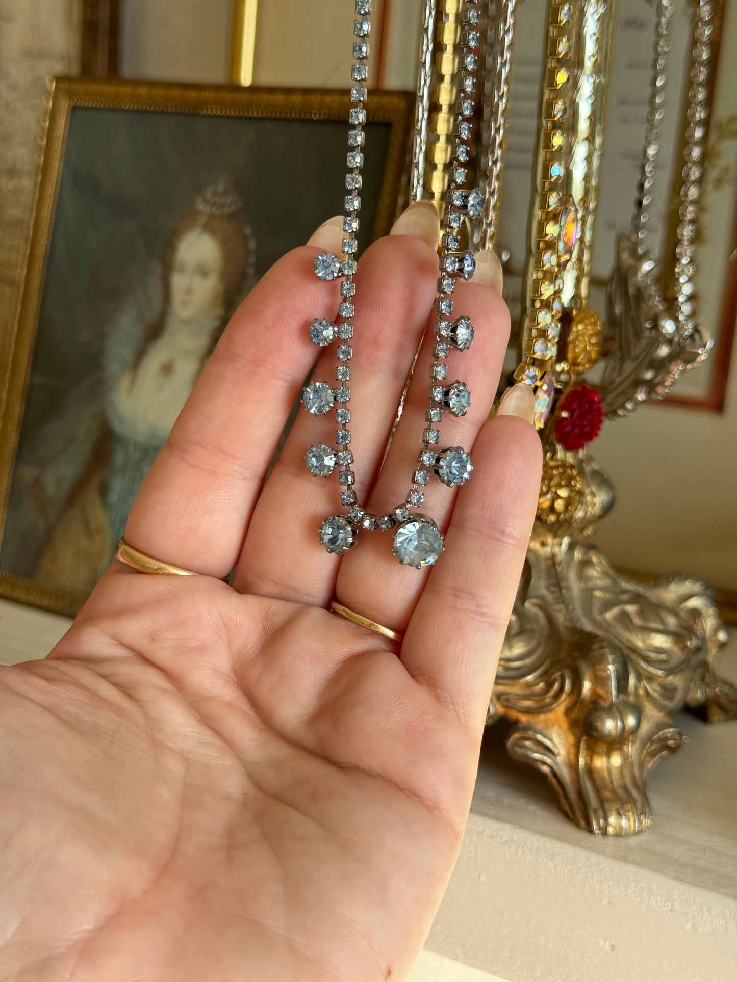 Baby Blue Vintage Rhinestone Necklace