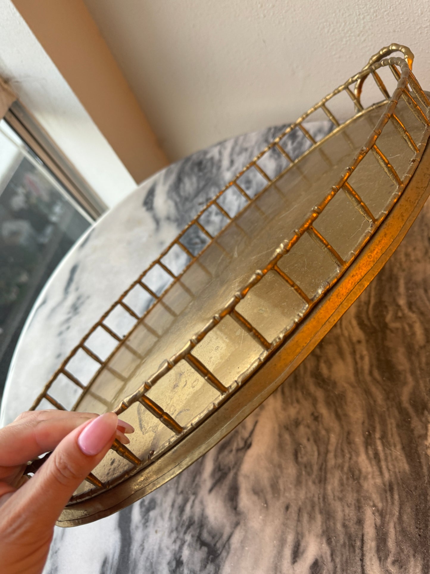 Vintage Brass Bamboo Tray