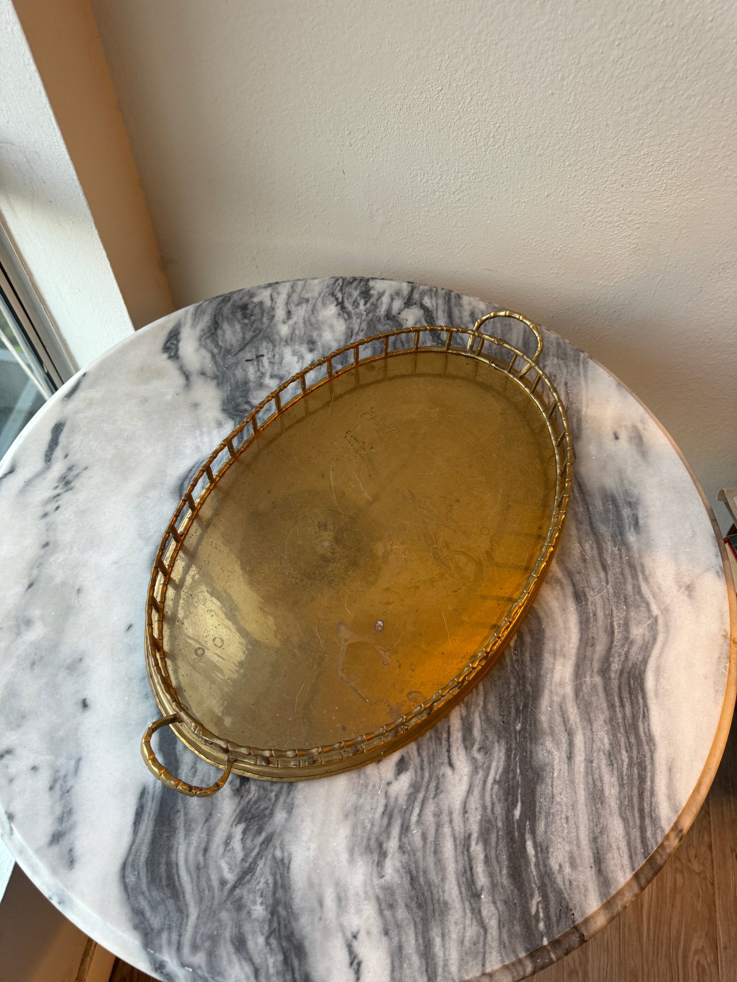 Vintage Brass Bamboo Tray