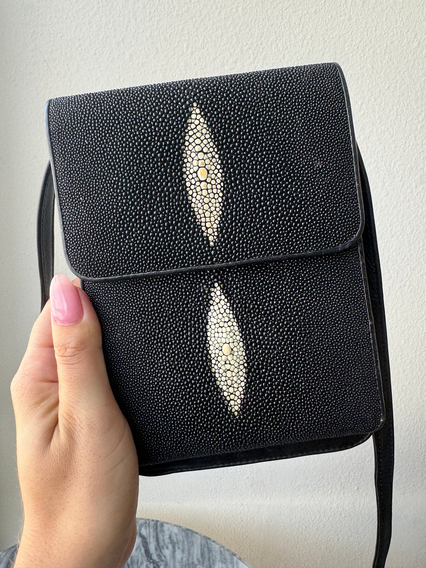 Vintage Stingray Leather Cross Body Bag