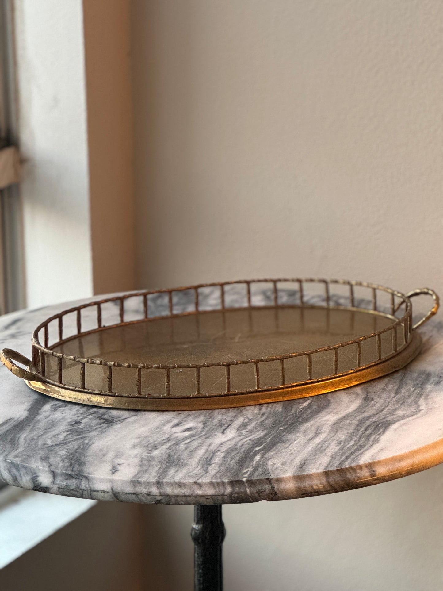 Vintage Brass Bamboo Tray