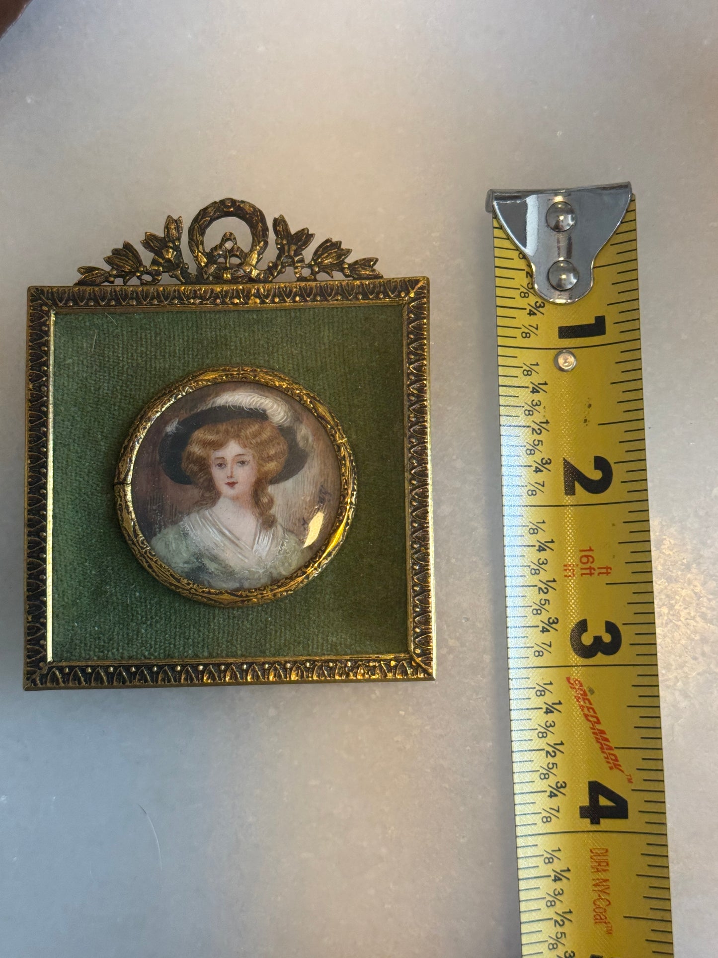 19th Century, French Hand-Painted Portait in Parisian Frame