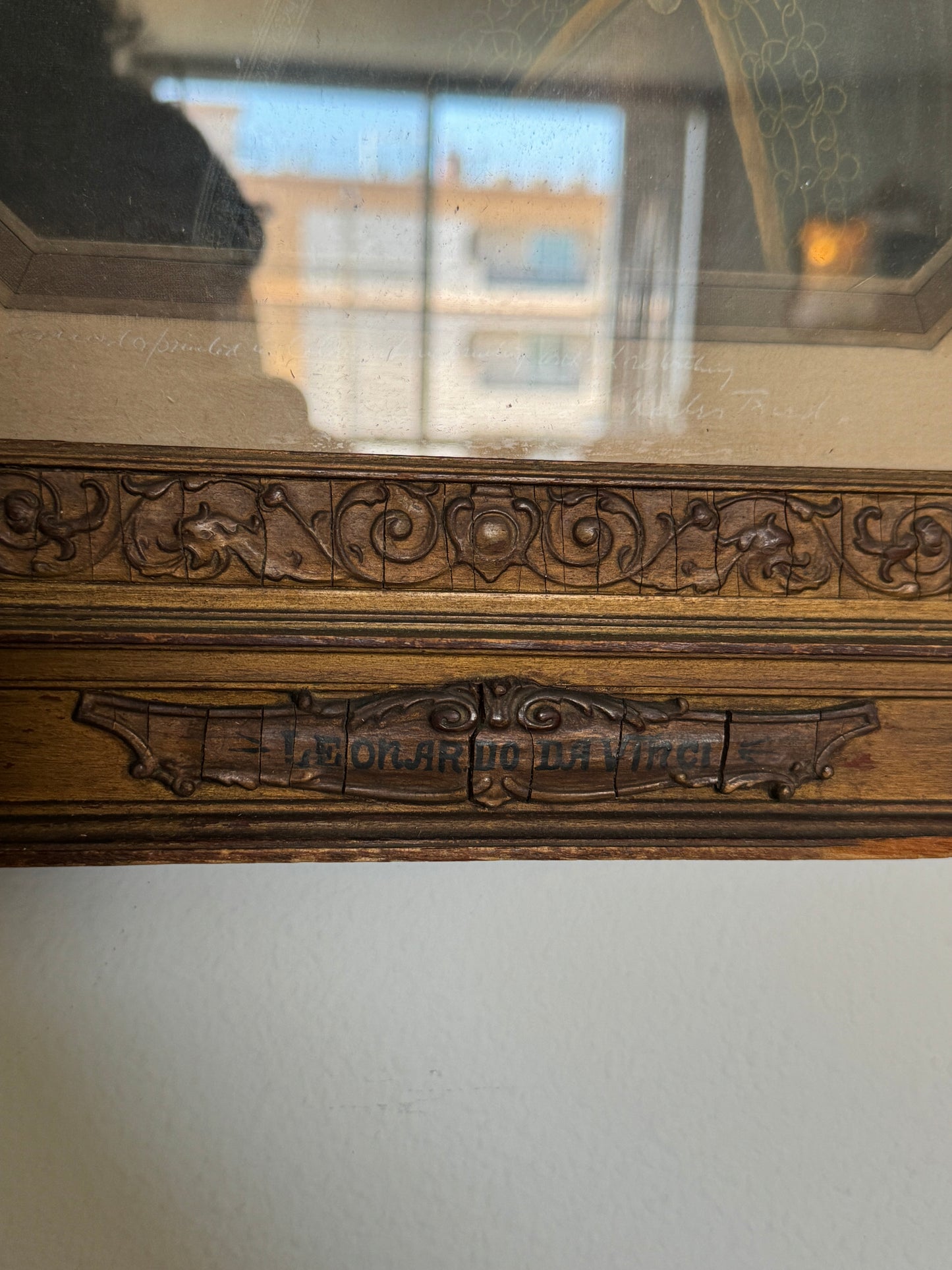 Antique Print in Hand-Carved Frame