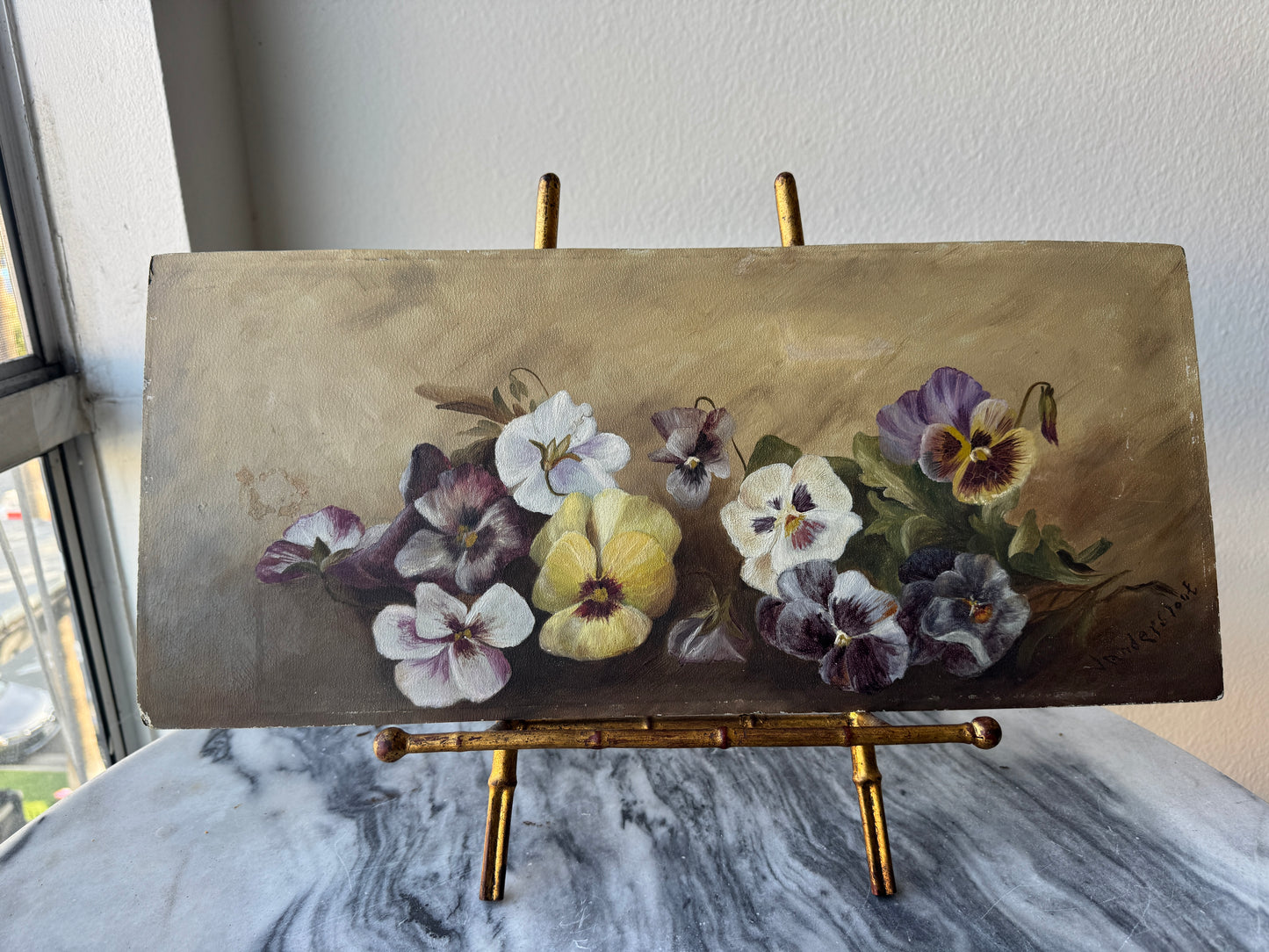 Beautiful Vintage Pansy Painting