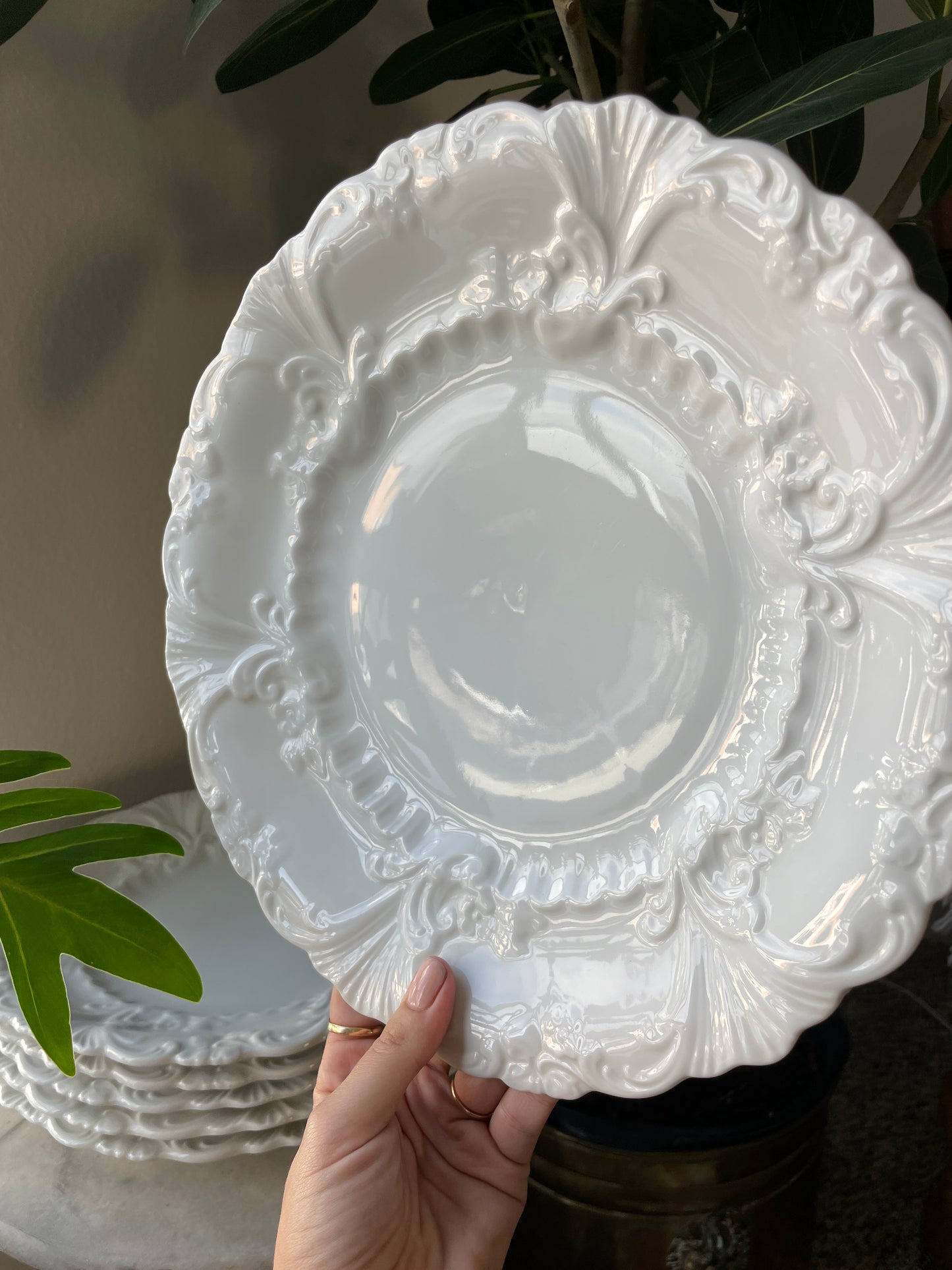 Rare Hertel Jacob Bavaria Large Ornate Dinner Plates