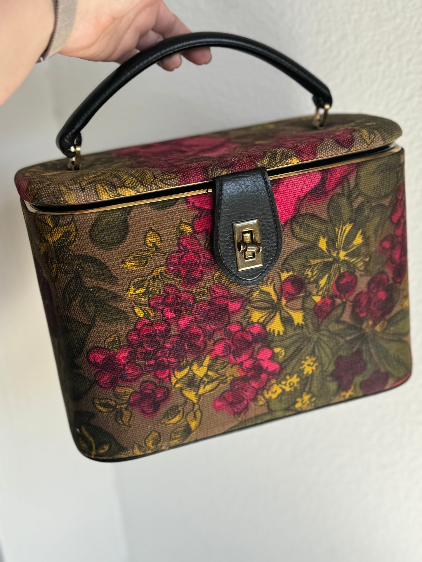 Vintage Makeup Train Case Floral Print