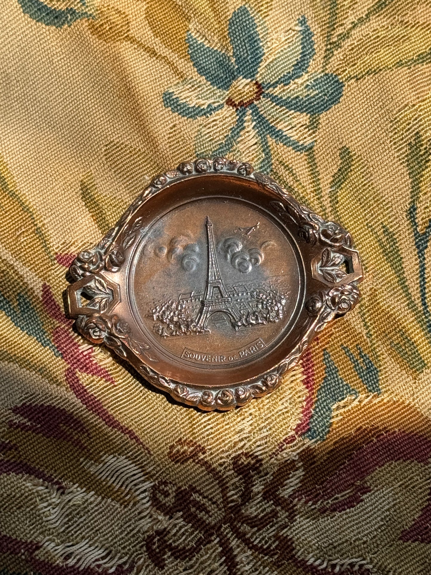 Vintage French "Souvenir de Paris" Metal Trinket Dish