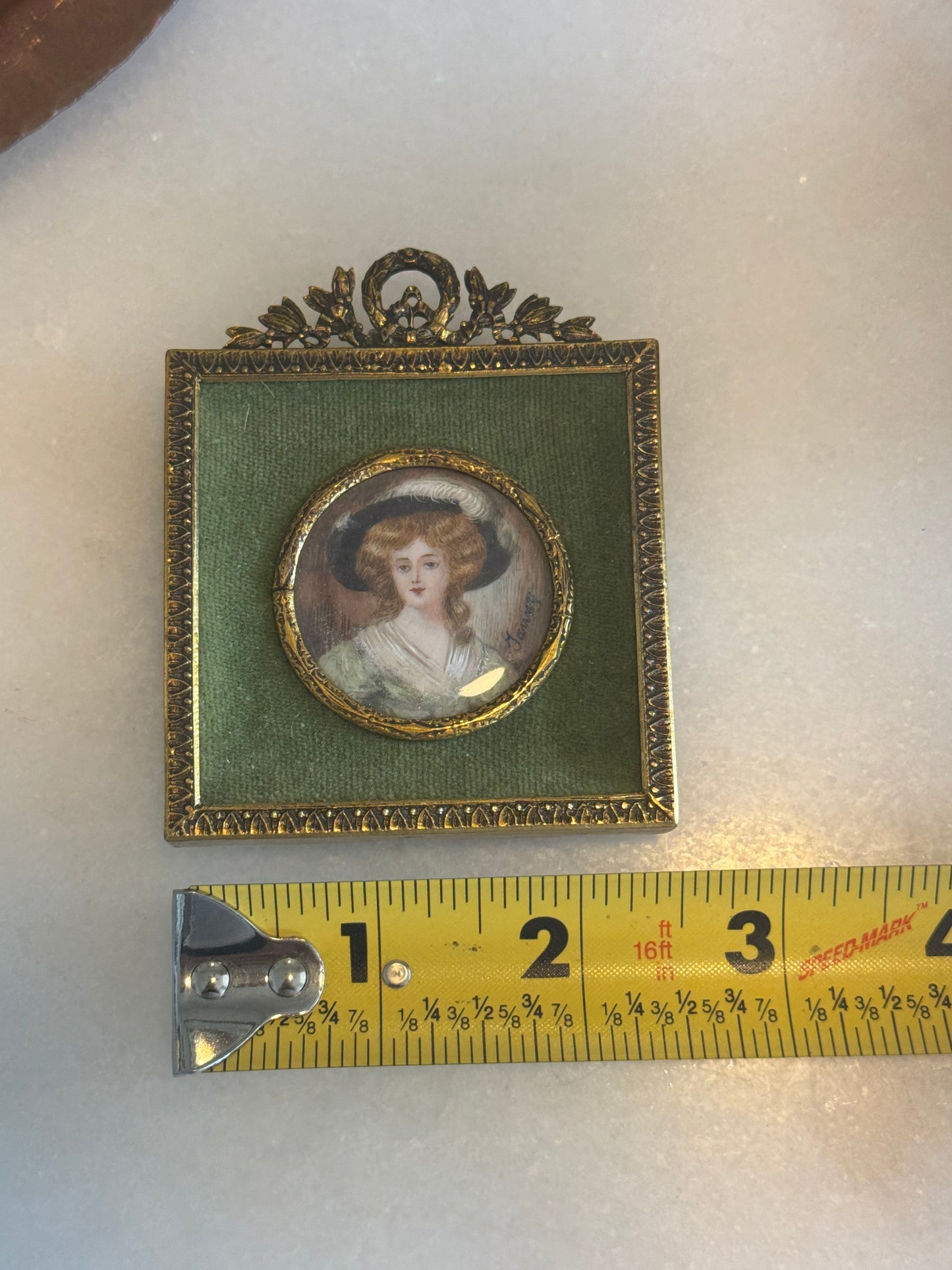 19th Century, French Hand-Painted Portait in Parisian Frame