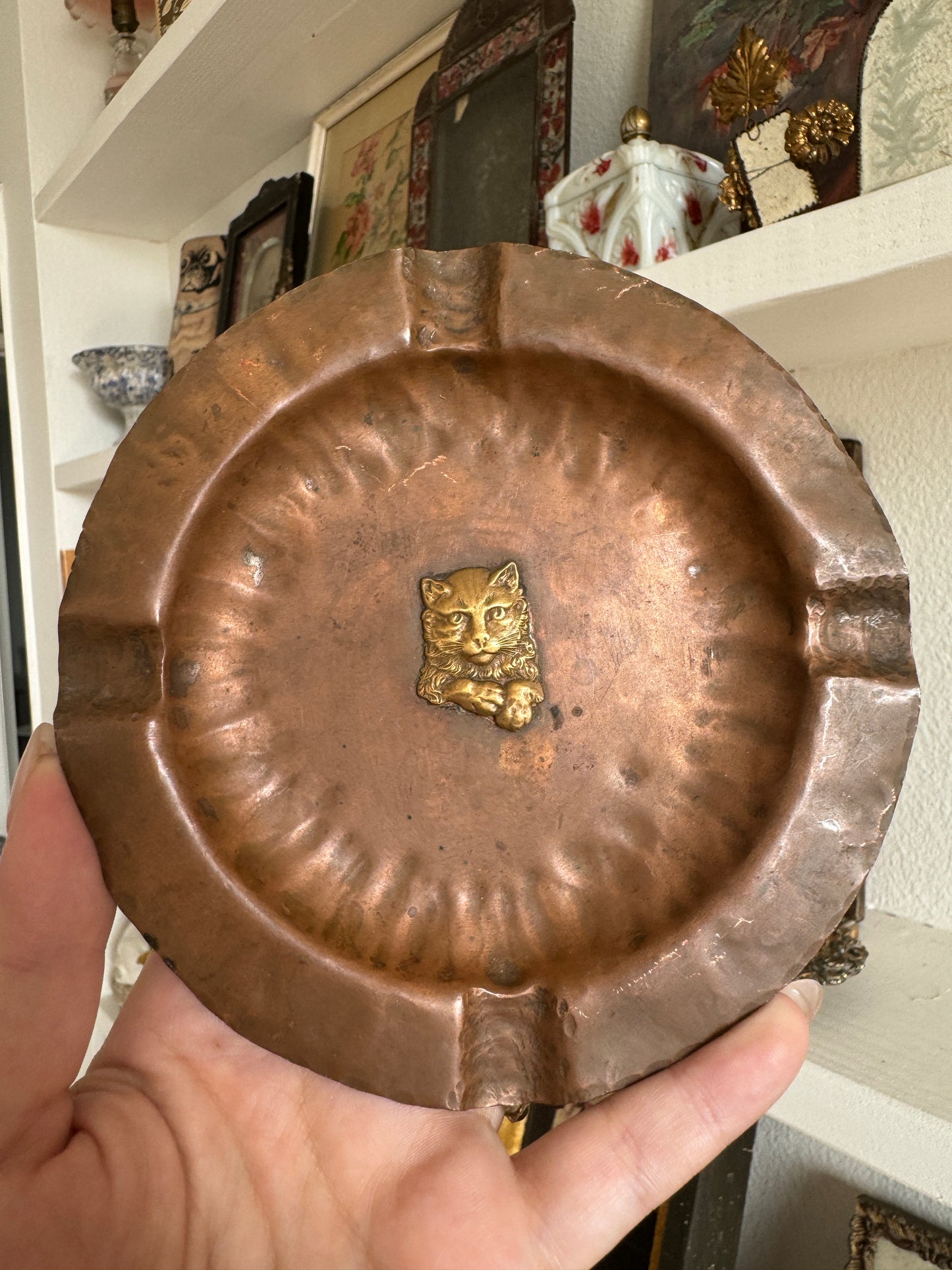 Vintage Cat Ash Tray, Copper