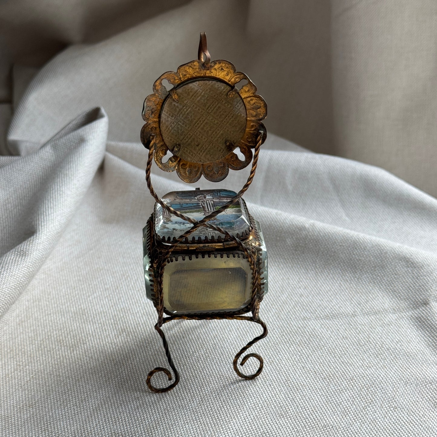 Antique French Eglomisé Souvenir Casket “Pont Alexandre III, Paris,” circa 1900