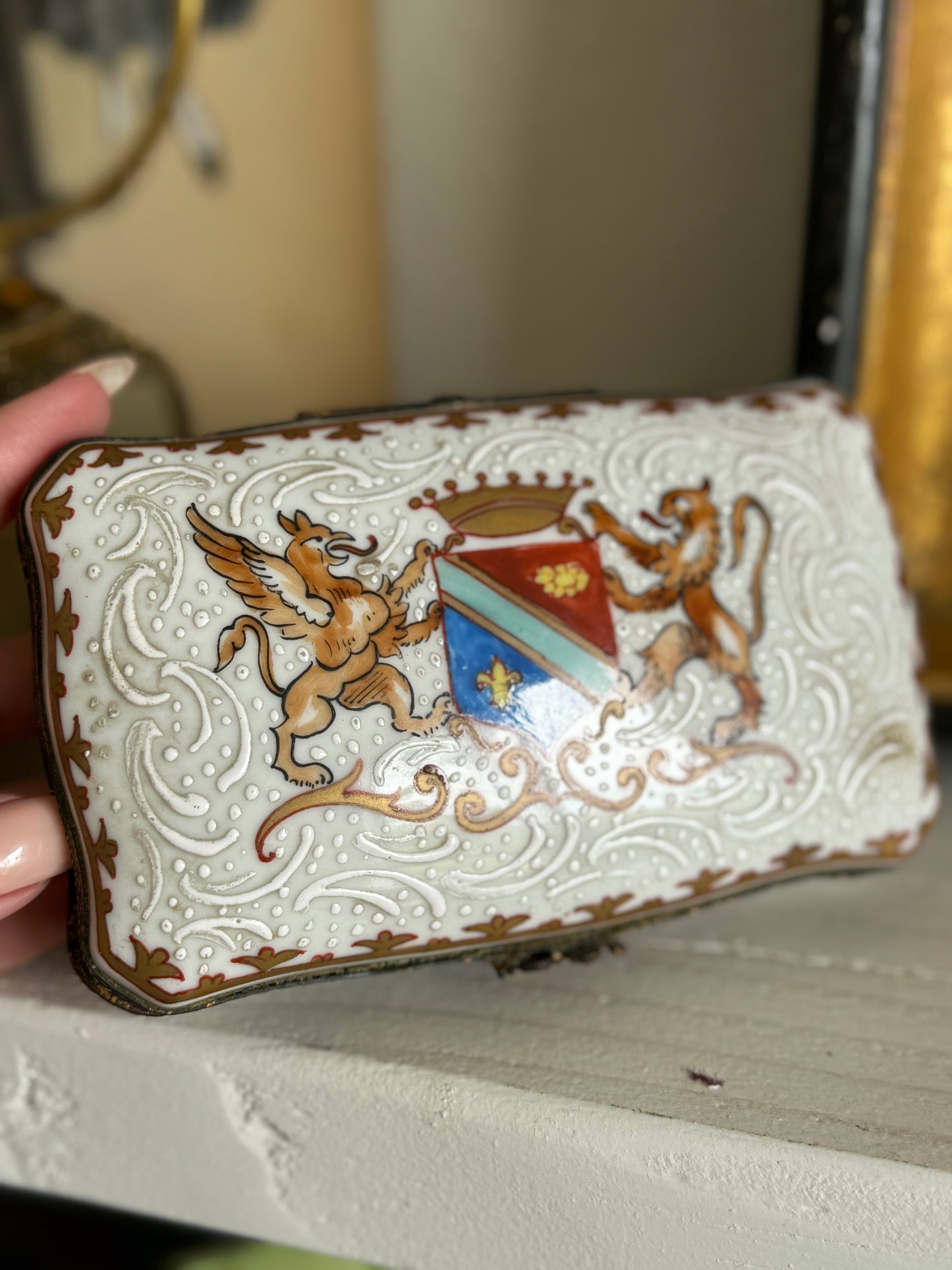 Vintage French Hand-Painted Box