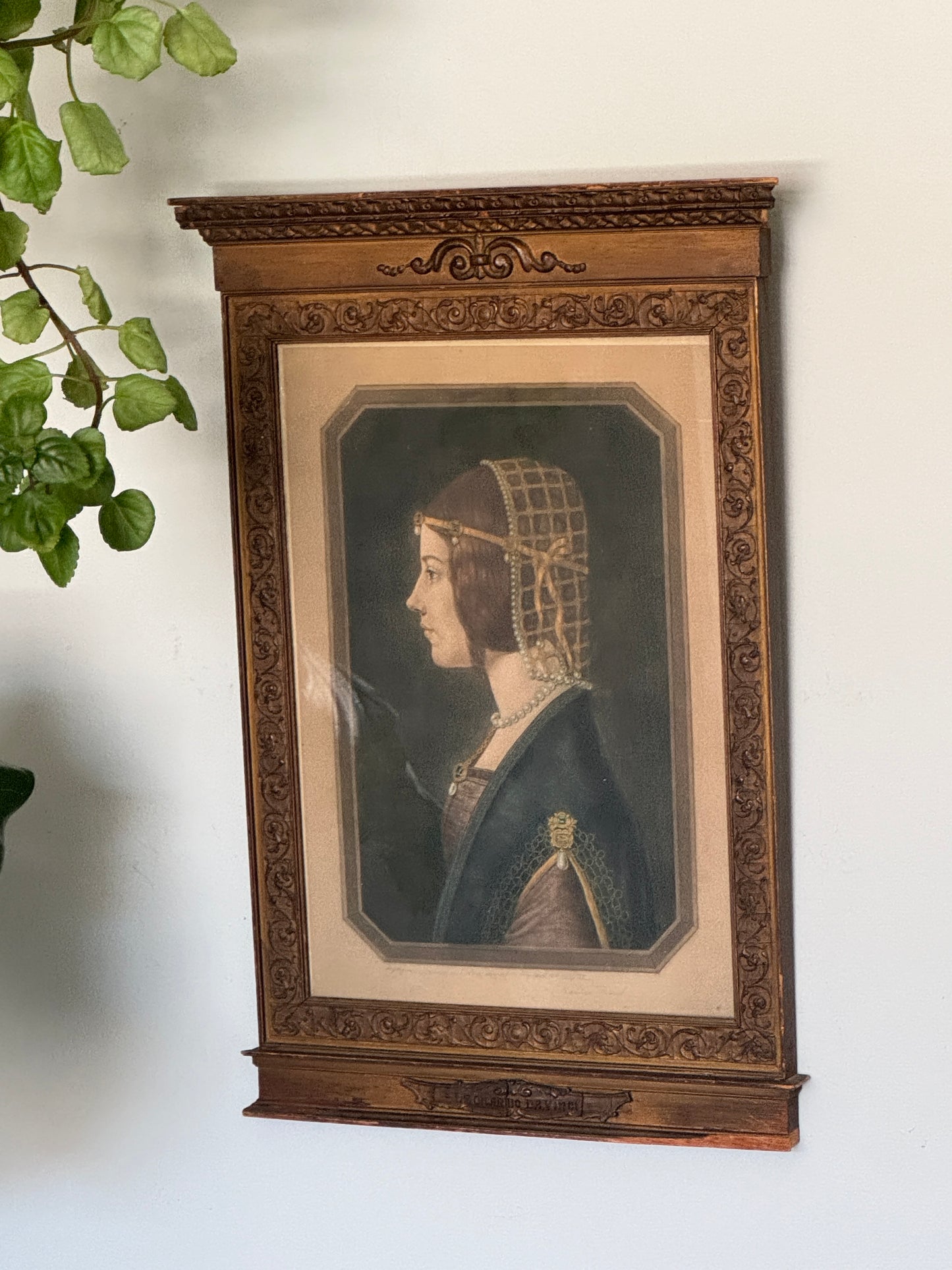 Antique Print in Hand-Carved Frame