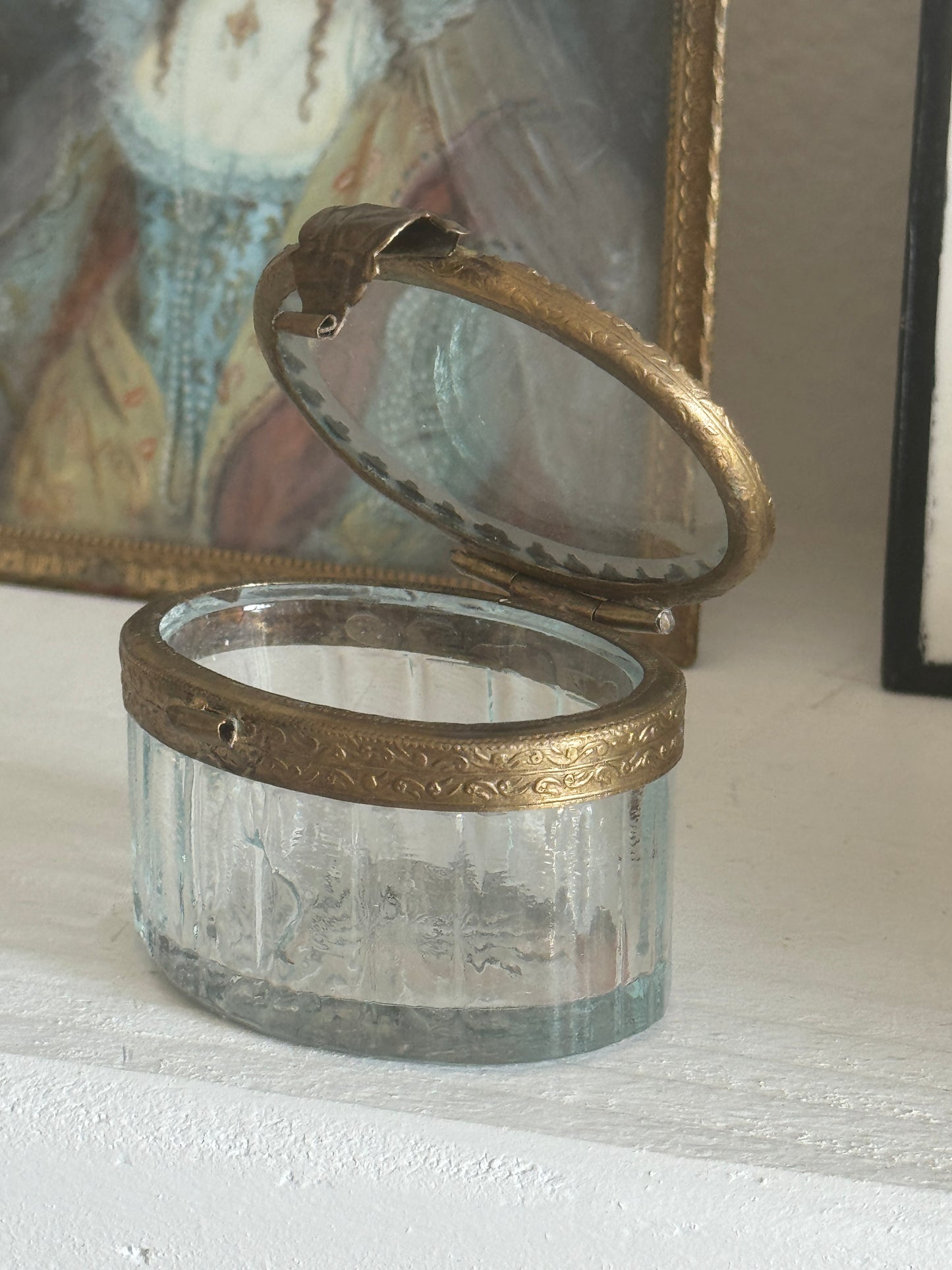 Antique French Oval Keepsake Jar