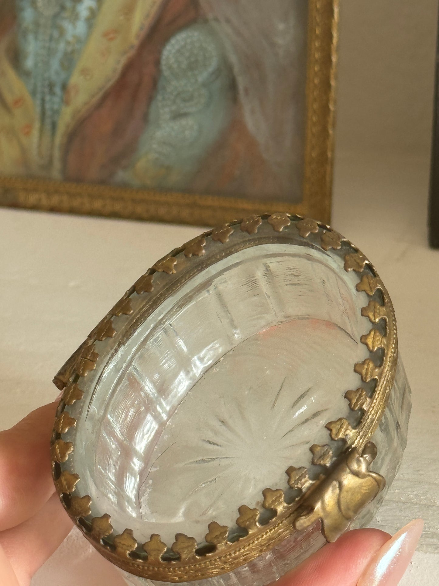 Antique French Oval Keepsake Jar