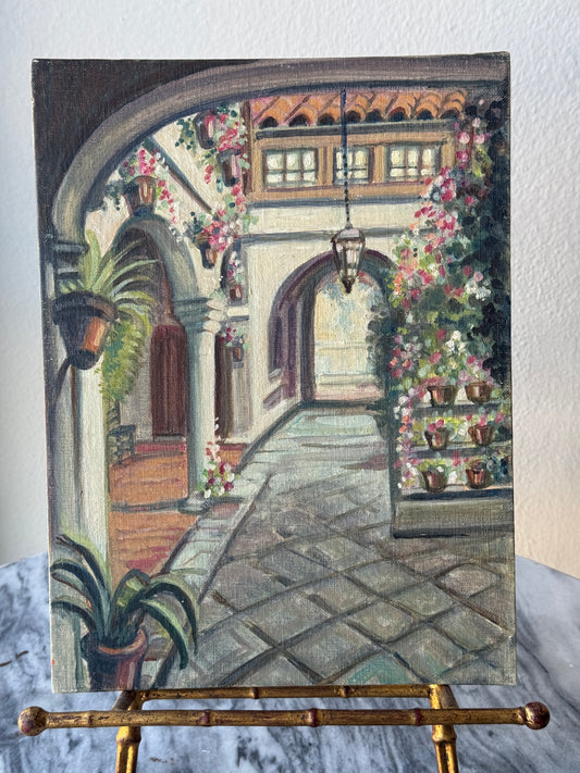 Vintage Oil Painting, Spanish Interior