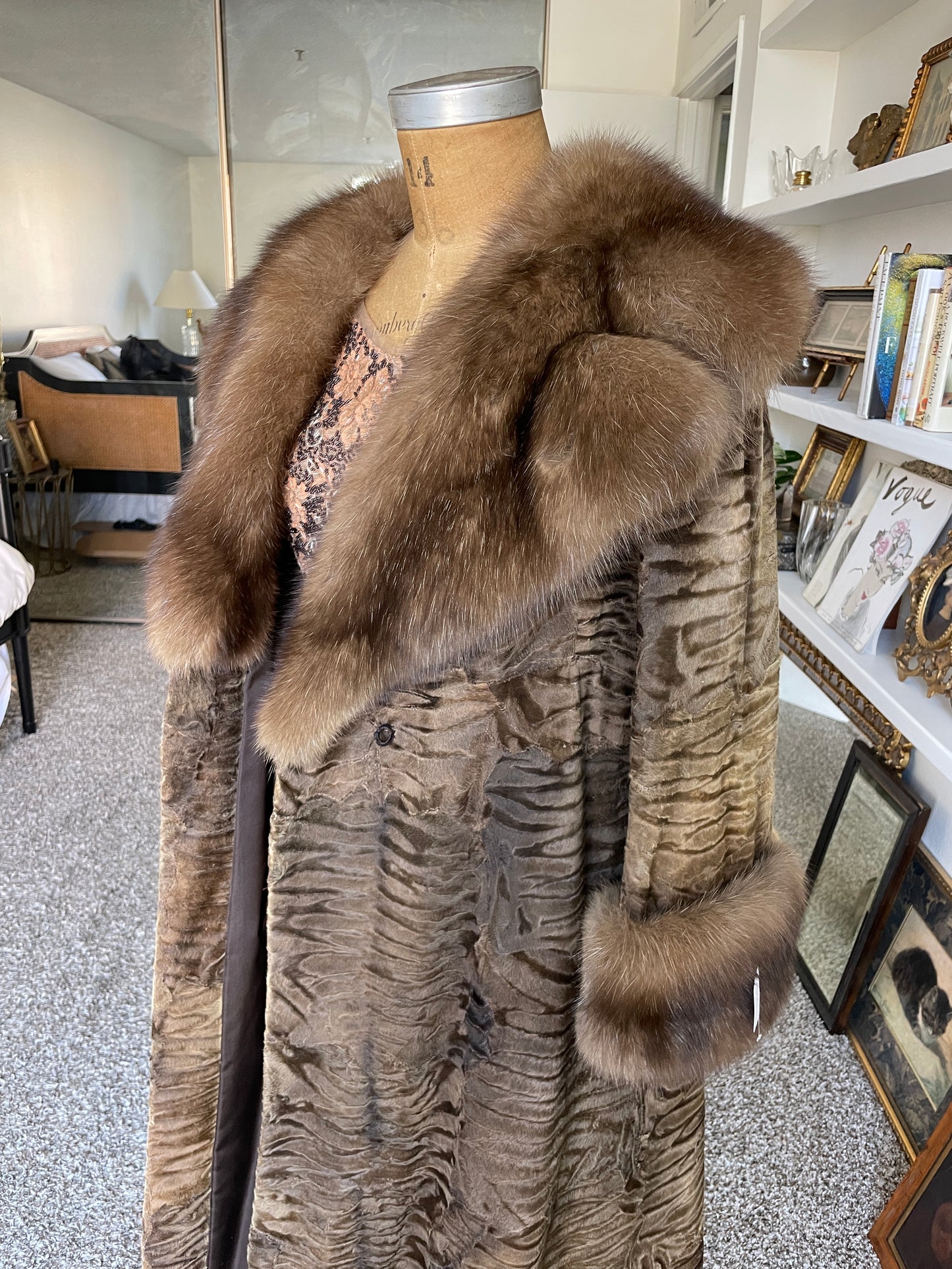 Stunning Vintage Edward-Lowell Swakara and Sable Coat