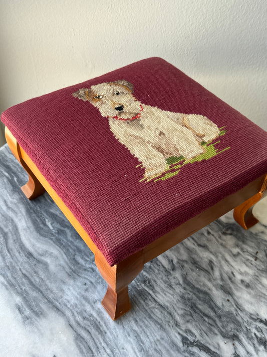Vintage Dog Stool, Hand- Stitched
