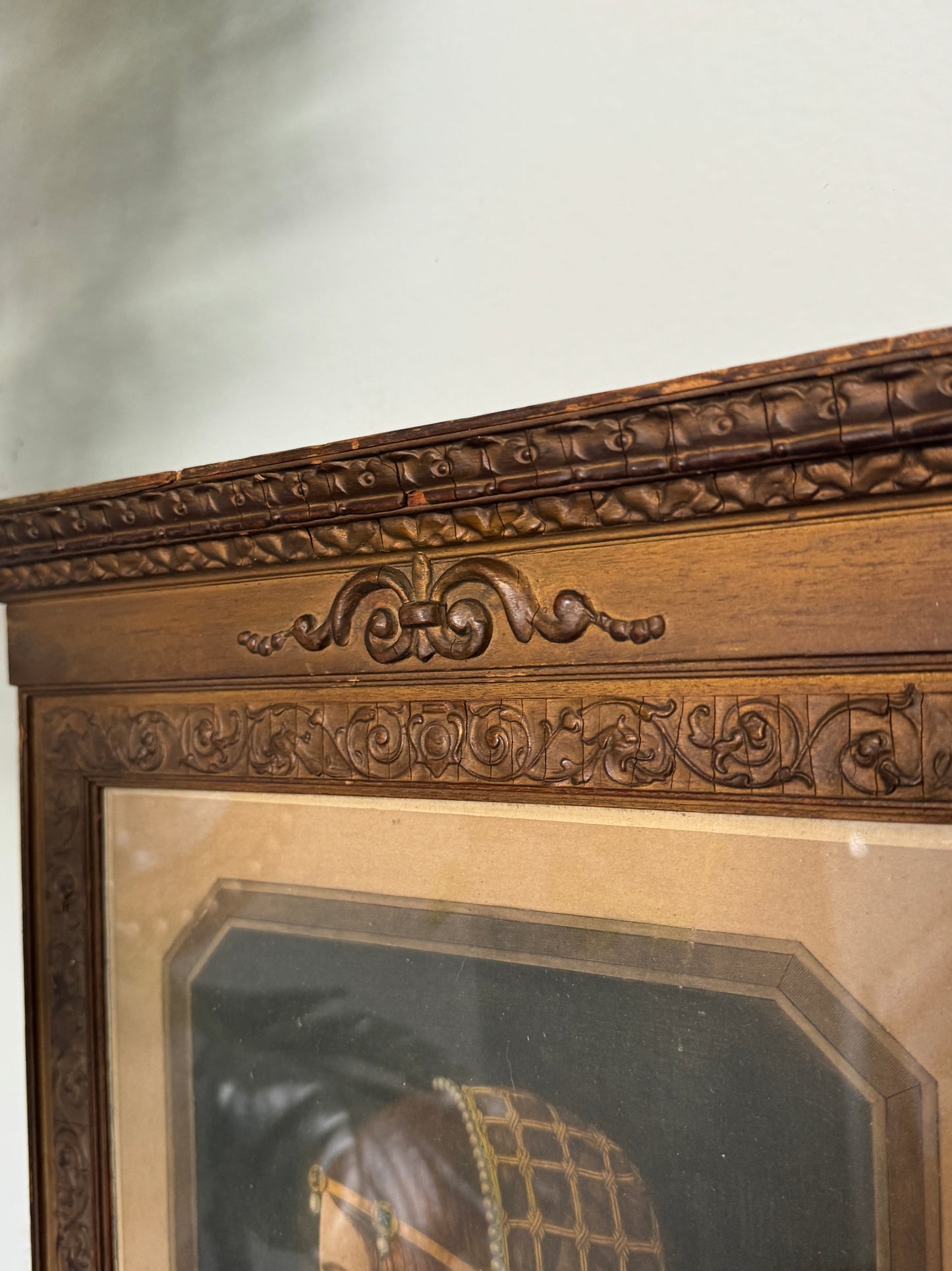 Antique Print in Hand-Carved Frame