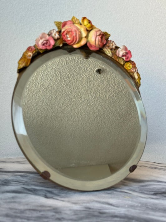 English Barbola Dressing Table Vanity Mirror