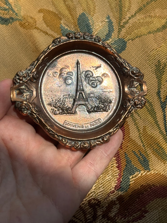 Vintage French "Souvenir de Paris" Metal Trinket Dish