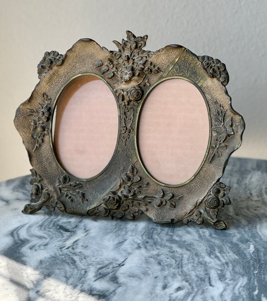 Antique Art Nouveau Double Picture Frame