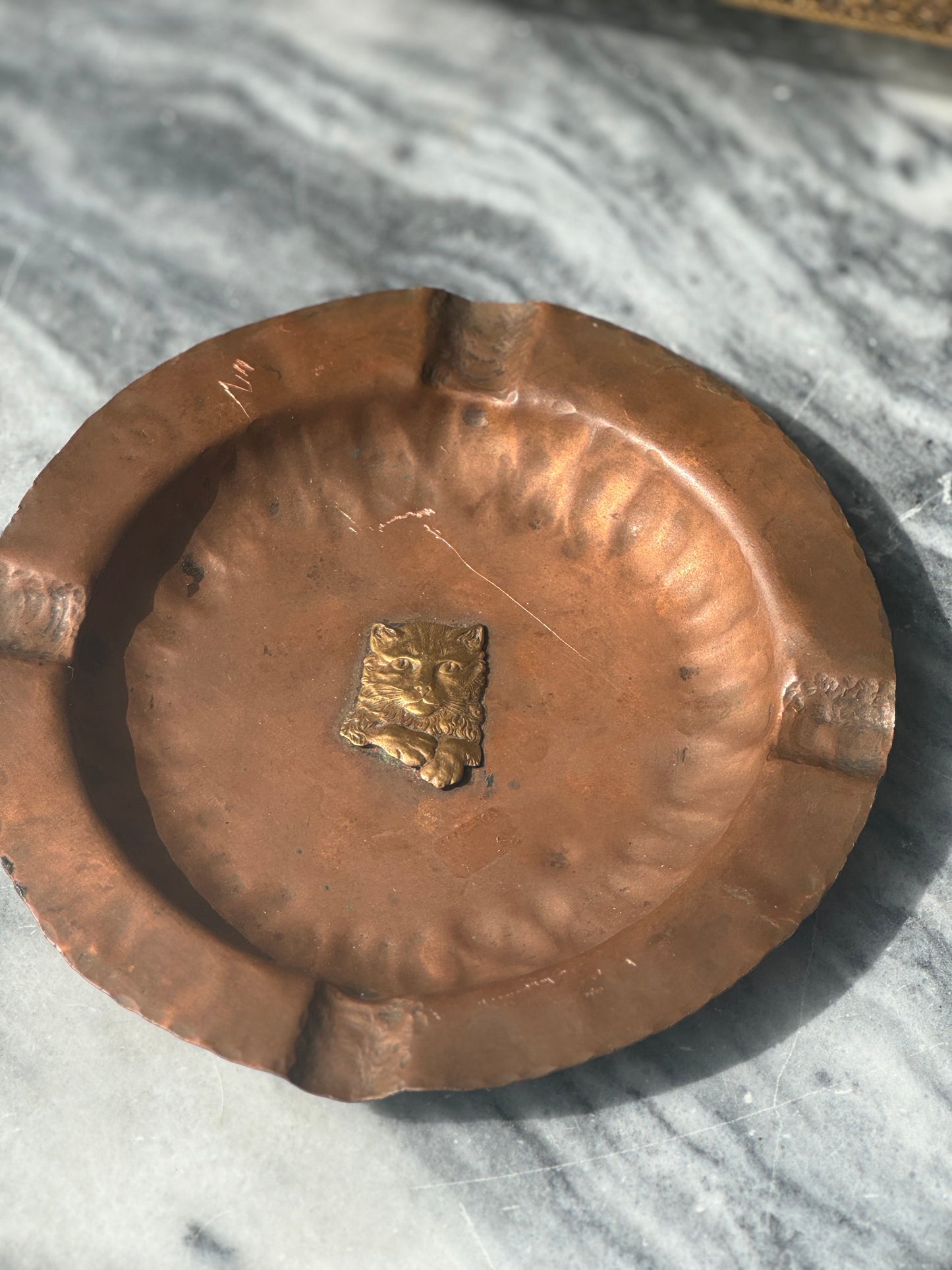 Vintage Cat Ash Tray, Copper