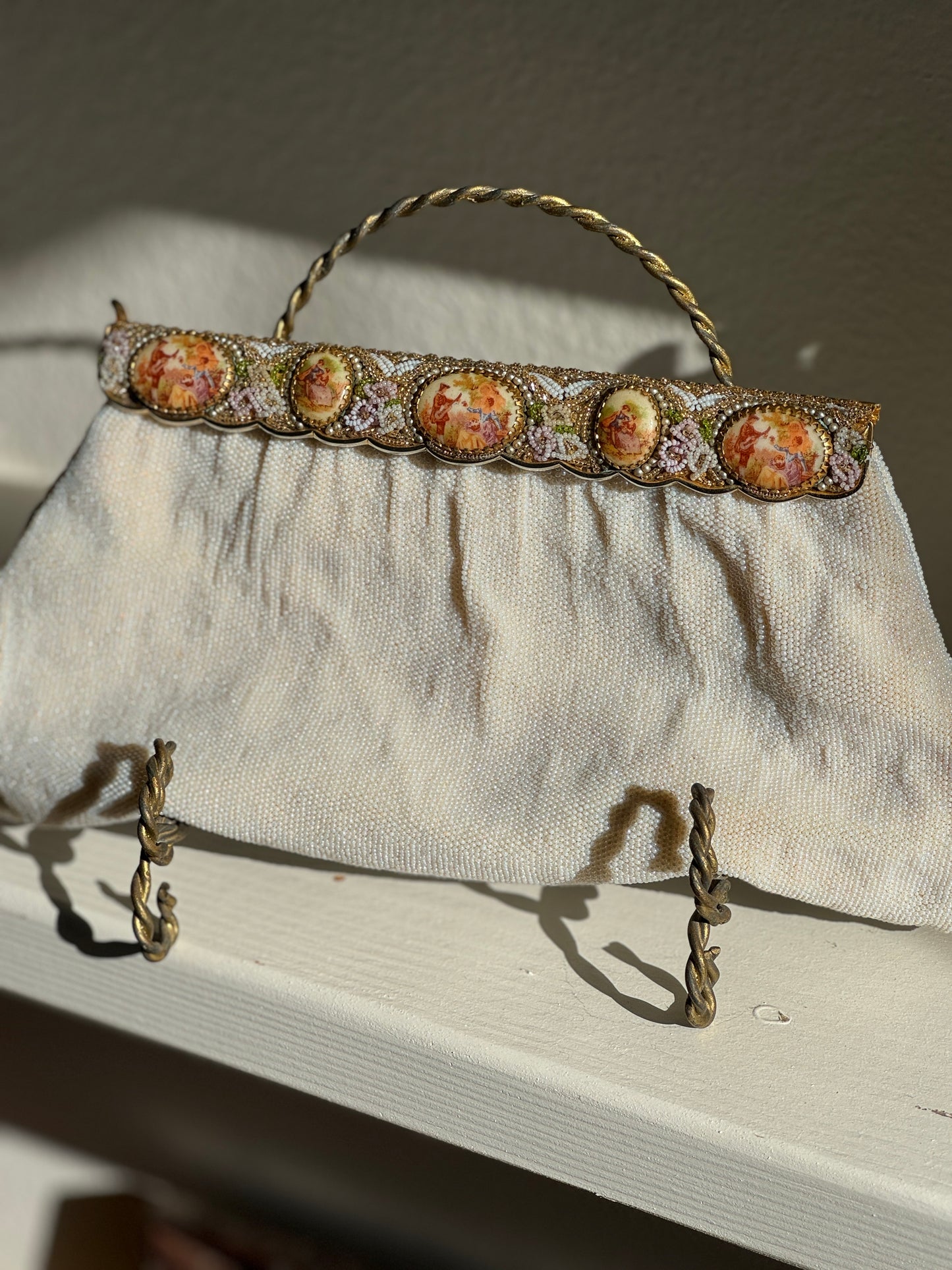 Vintage French Cameo Clutch Evening Bag