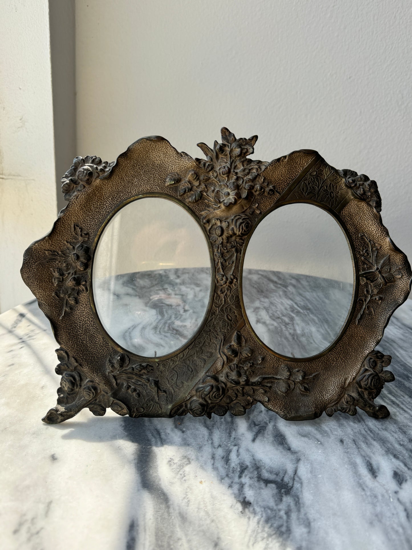 Antique Art Nouveau Double Picture Frame