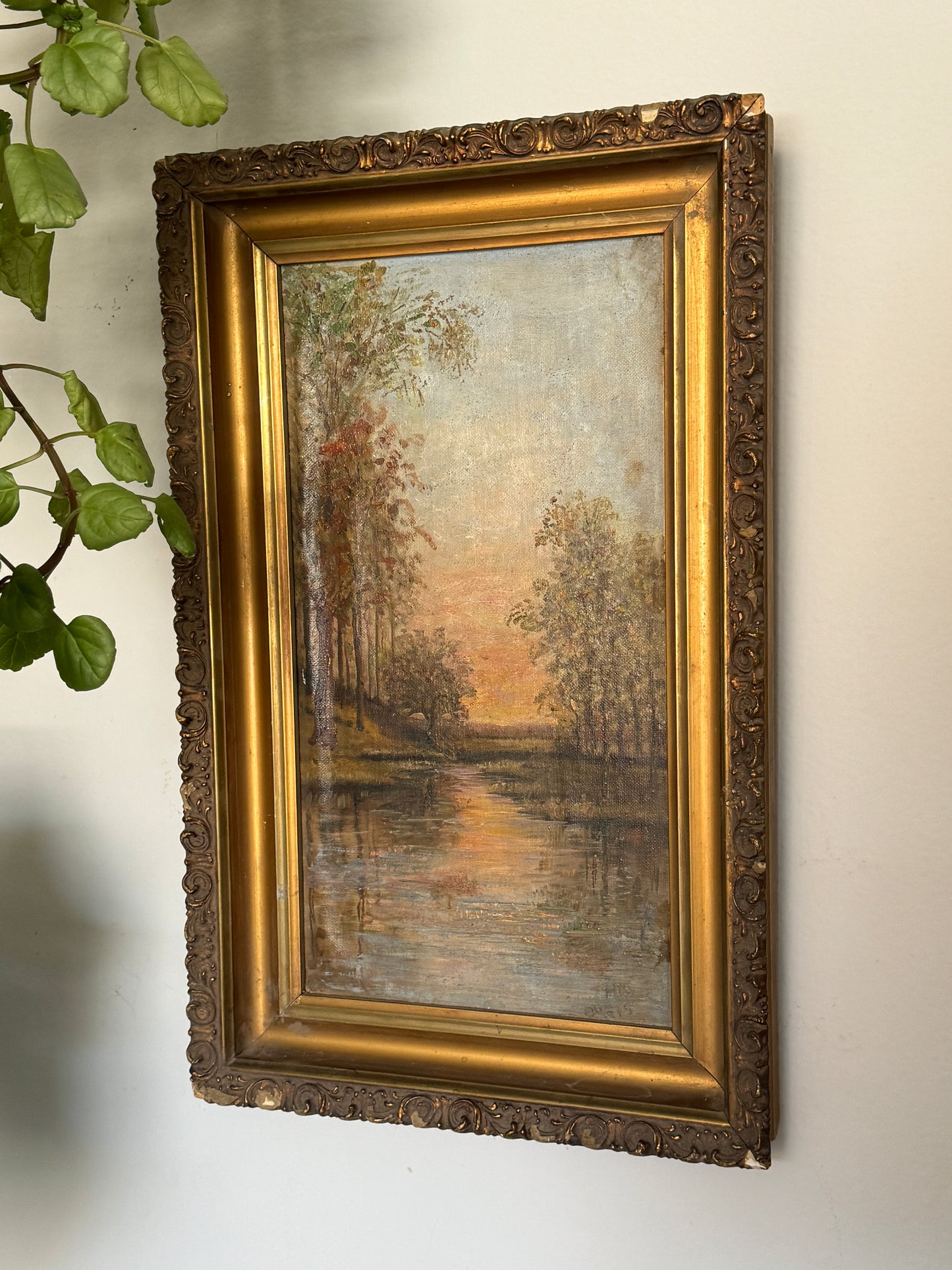 Antique Oil Painting, Signed, Nature Scene