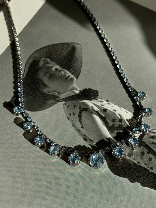 Baby Blue Vintage Rhinestone Necklace