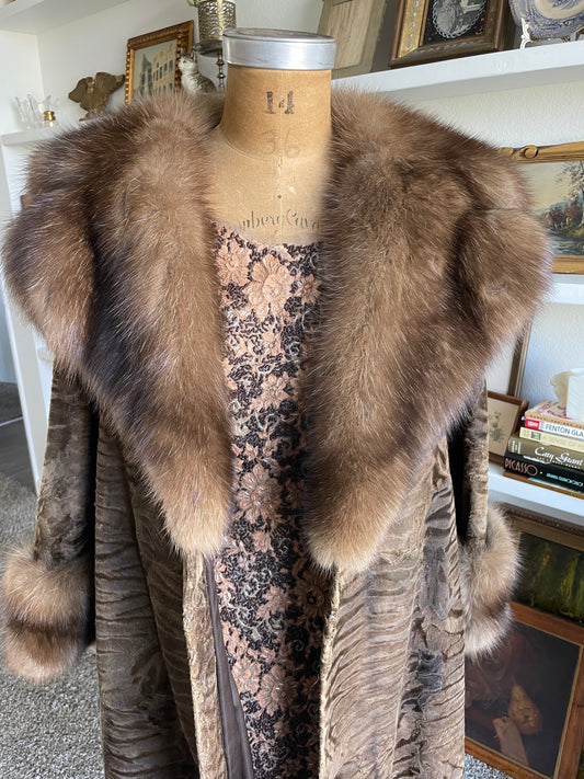 Stunning Vintage Edward-Lowell Swakara and Sable Coat