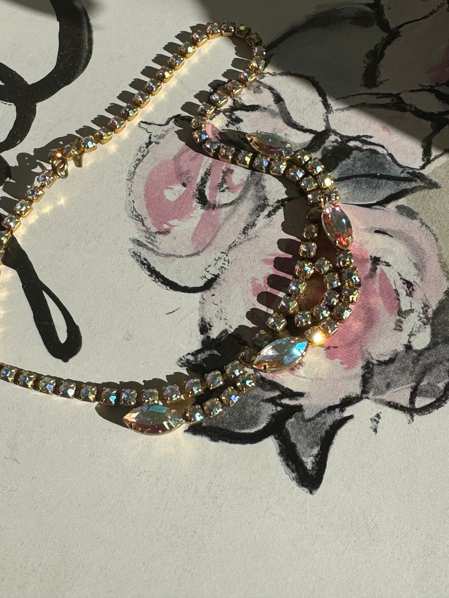 Vintage Iridescent Rhinestone Necklace