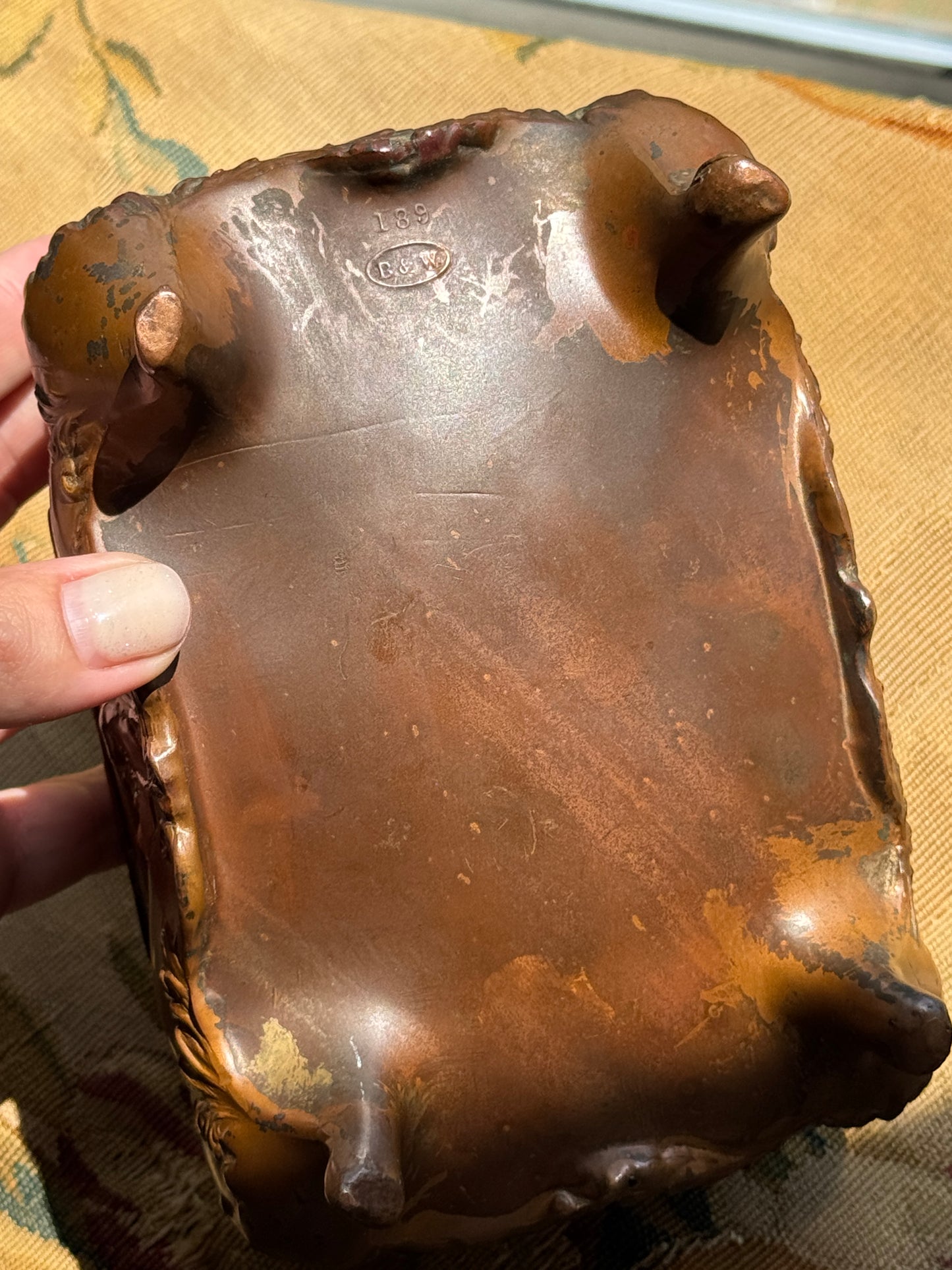 Antique Art Nouveau Floral Jewelry Box – Vintage Bronze-Finish Casket
