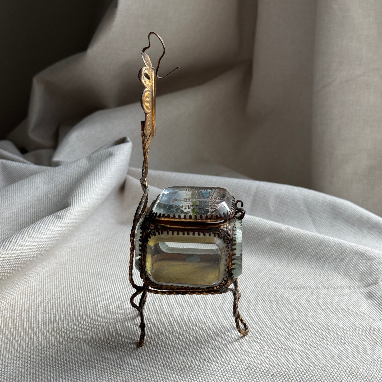 Antique French Eglomisé Souvenir Casket “Pont Alexandre III, Paris,” circa 1900