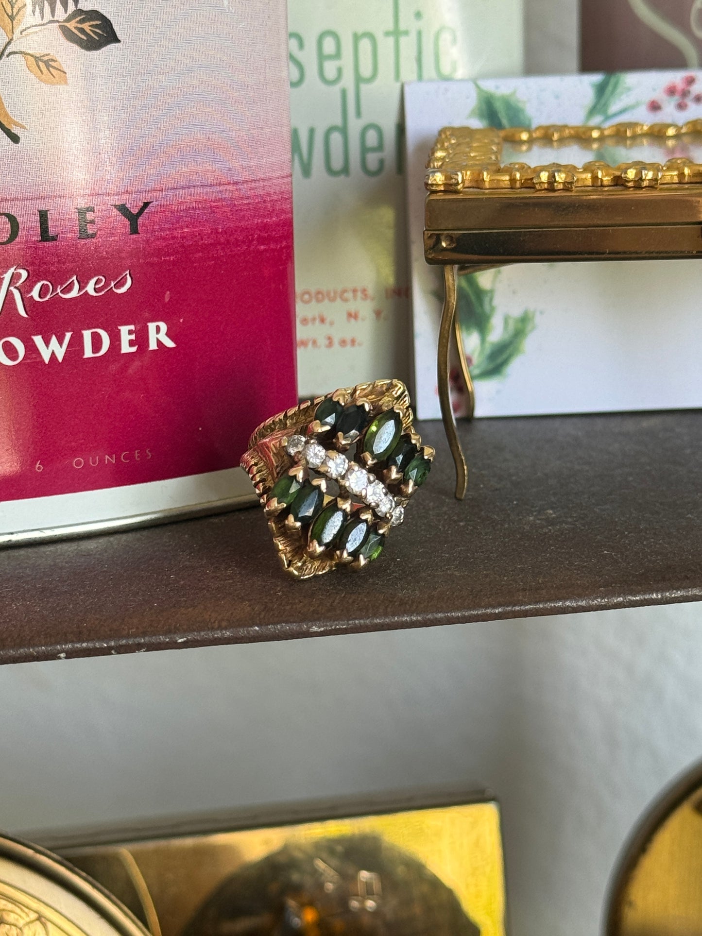 Custom Made 18k Gold Ring with Diamonds and Emeralds