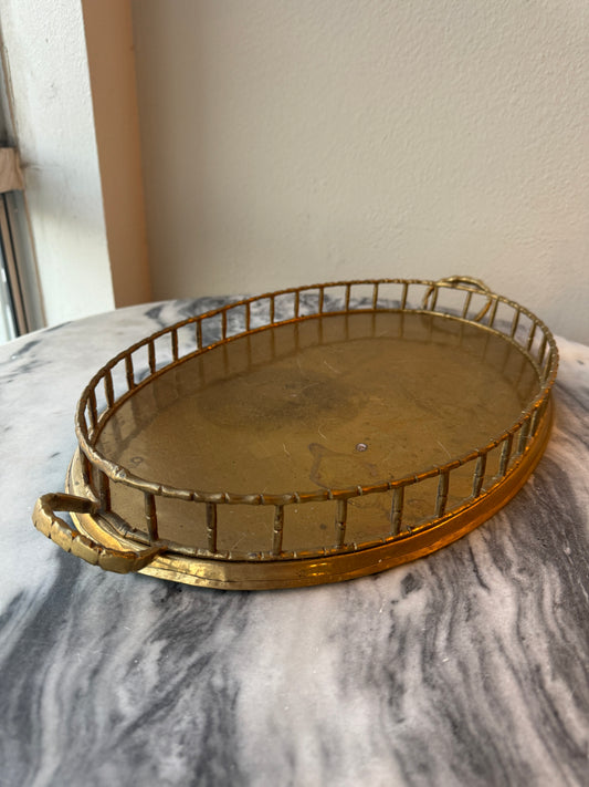 Vintage Brass Bamboo Tray