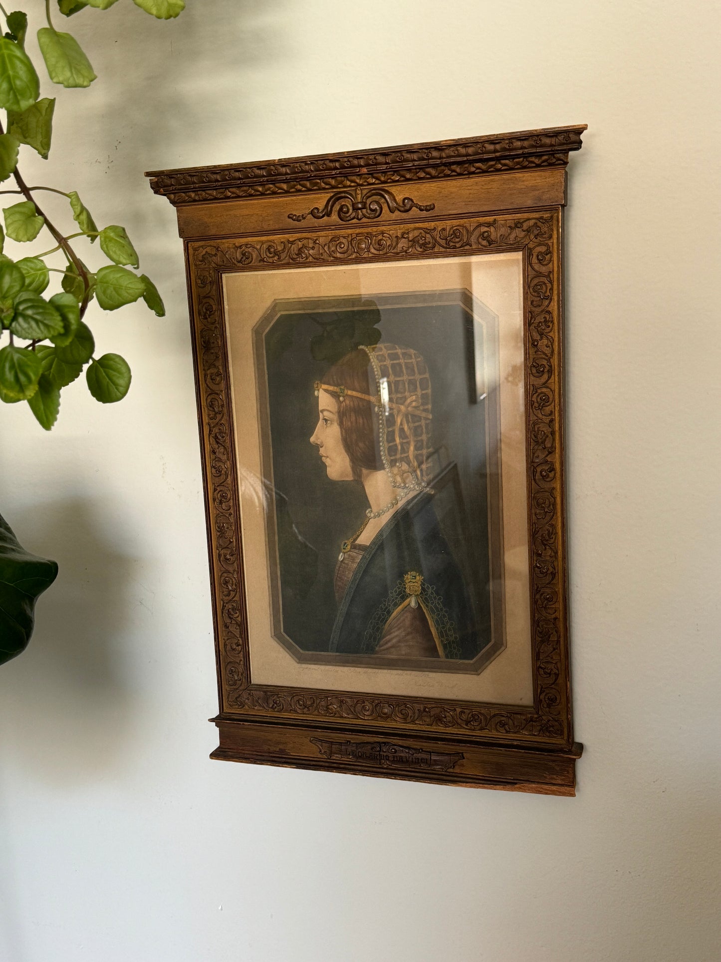 Antique Print in Hand-Carved Frame