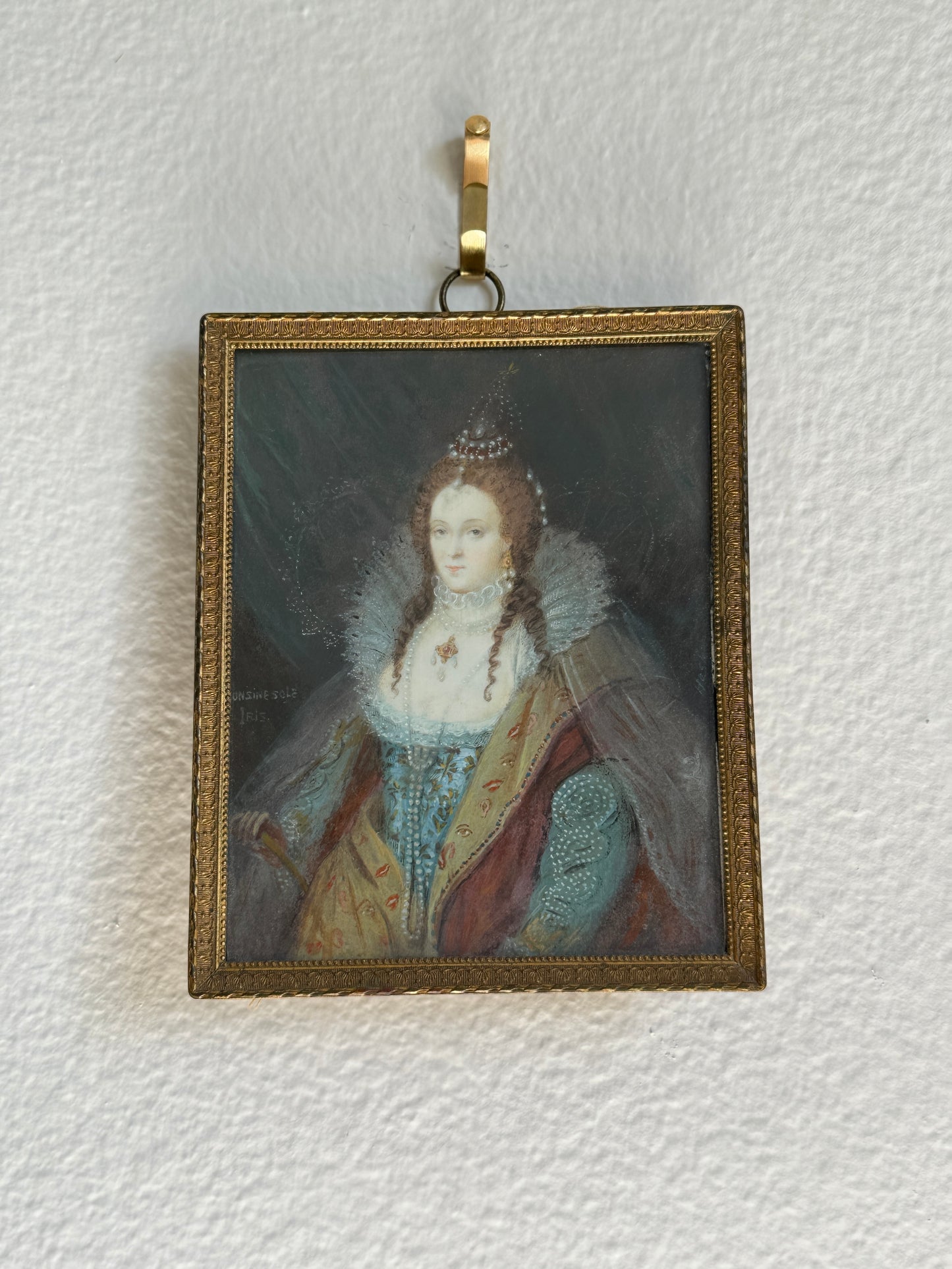 19th Century French Portrait, French Frame with Fabric Backing