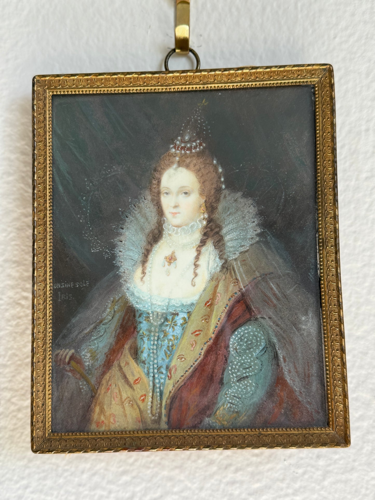 19th Century French Portrait, French Frame with Fabric Backing