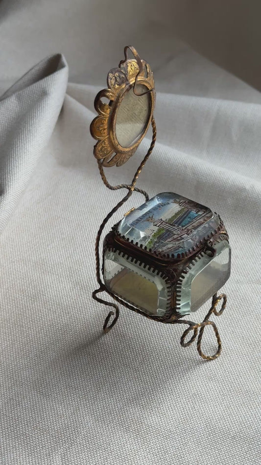 Antique French Eglomisé Souvenir Casket “Pont Alexandre III, Paris,” circa 1900